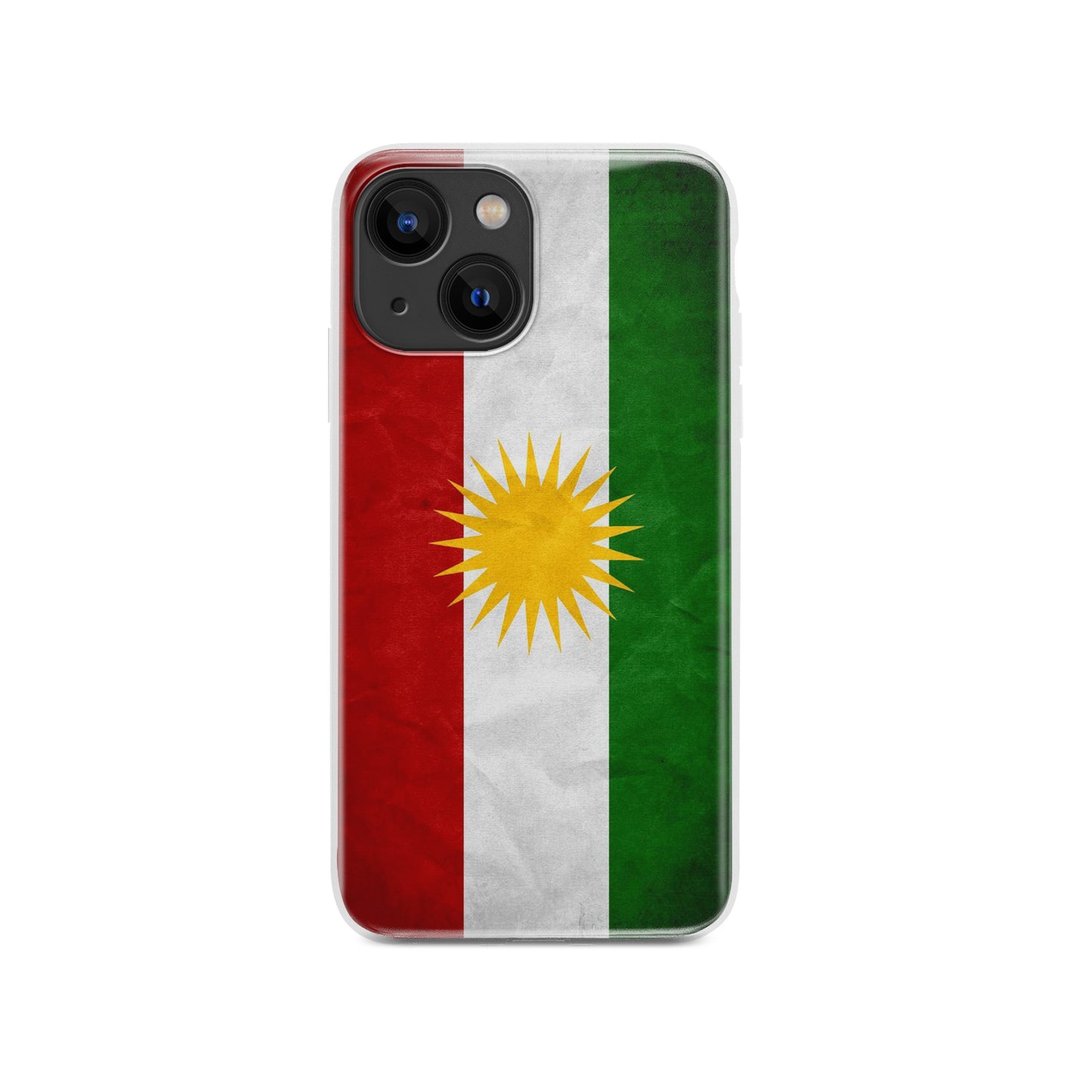 Phone case design featuring the Kurdish flag, showcasing vibrant colors and cultural symbolism.