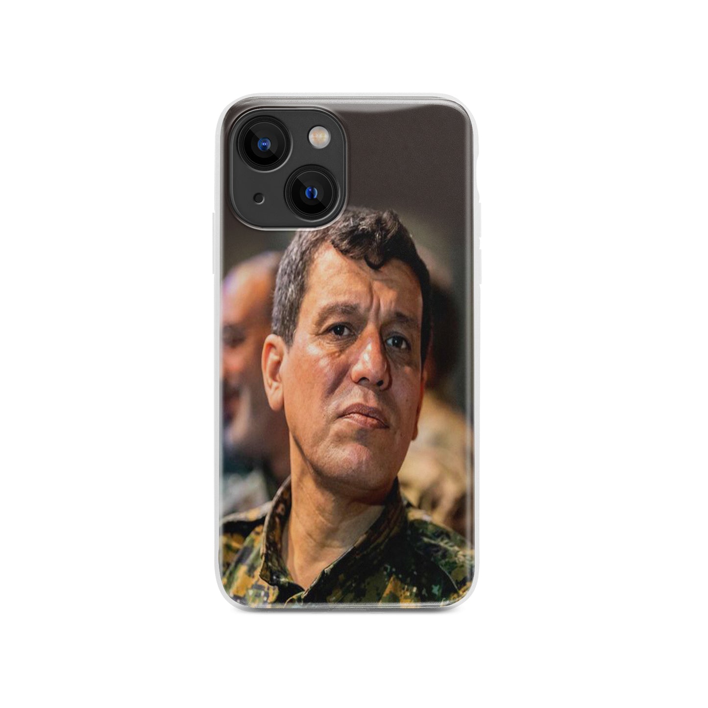 Phone case design featuring the Kurdish leader Mazloum Abdi.