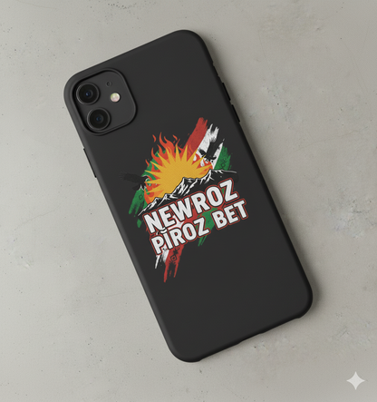 An iphone case that shows a kurdish design: Newroz Pîroz Bet