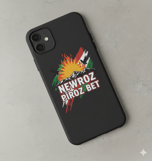 An iphone case that shows a kurdish design: Newroz Pîroz Bet