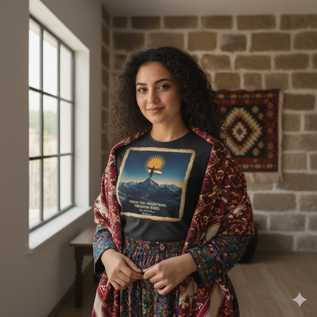 From The Mountains, Freedom Rises - T Shirt Kurdistan Shop