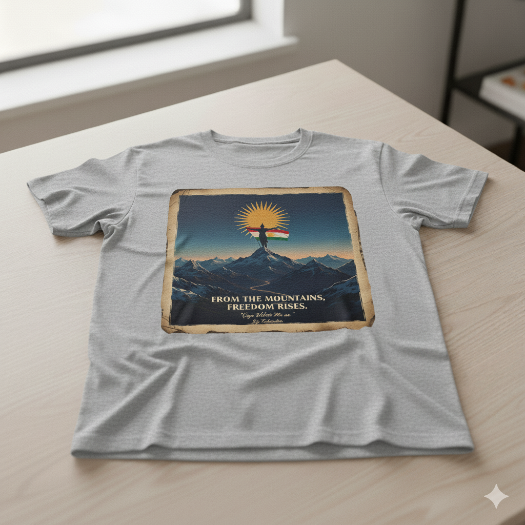 From The Mountains, Freedom Rises - T Shirt Kurdistan Shop