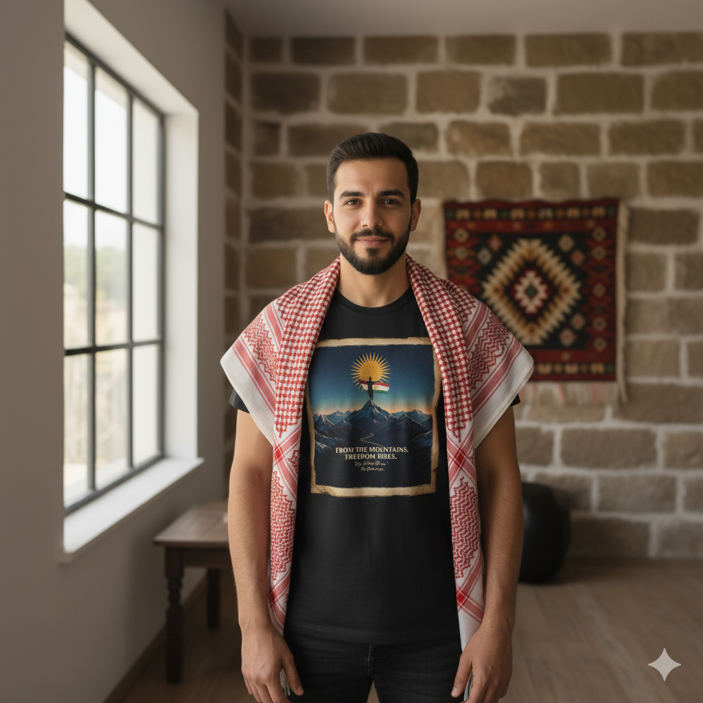 From The Mountains, Freedom Rises - T Shirt Kurdistan Shop
