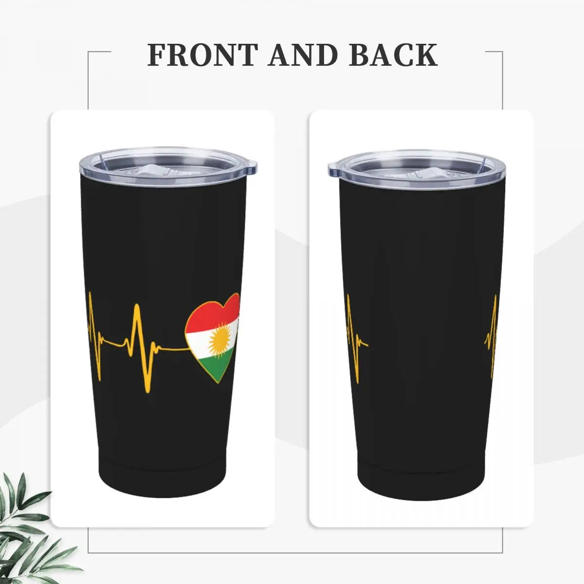 Kurdish Heartbeat Flag Vacuum Insulated Coffee Cup Kurdistan Shop