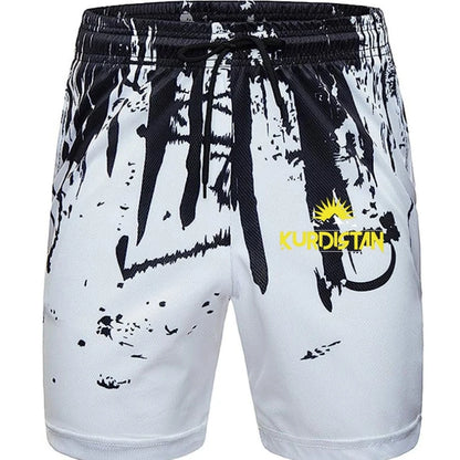 Black and White Shorts Design with Kurdish Logo