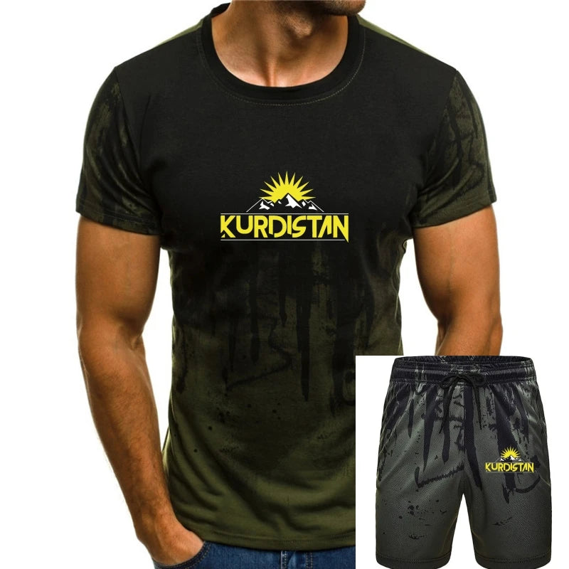 Kurdistan Design T shirt and Shorts Combo, Black Colour