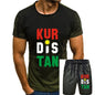 Black Colour of a Kurdish design T-Shirt and Shorts Set