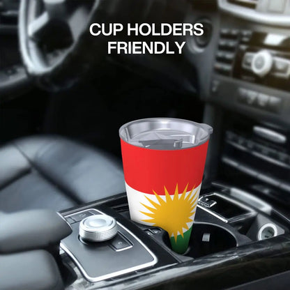 Kurdish Kurdistan Vacuum Insulated Thermal Cup with Lid Straw 20oz