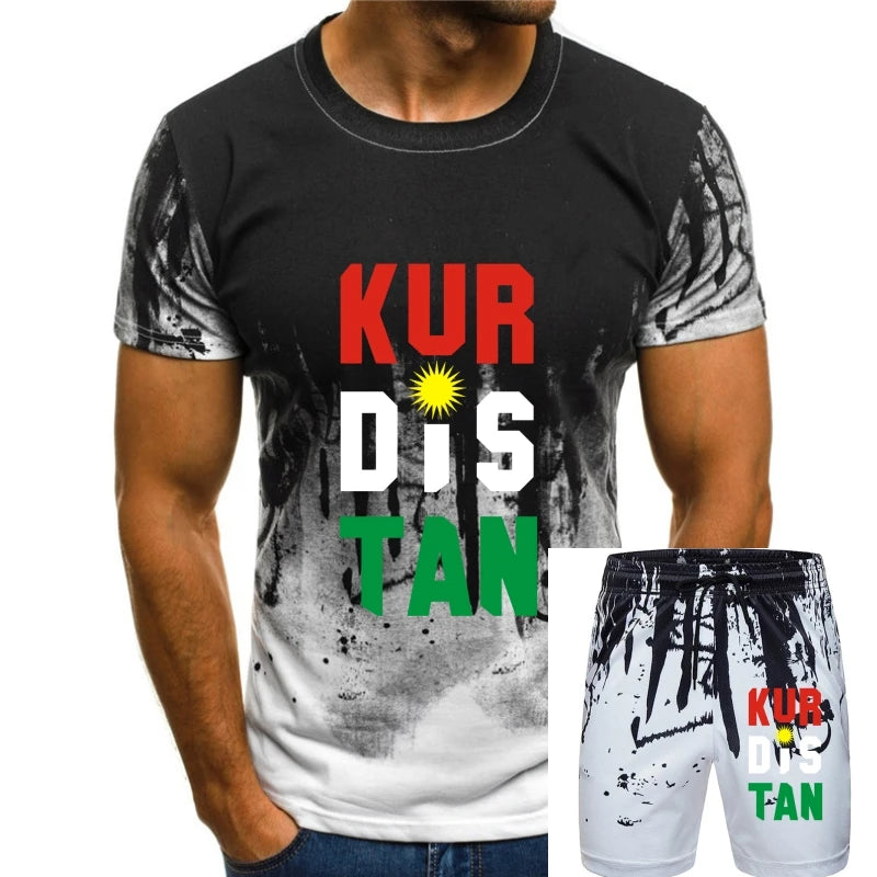 Black and WhitenColour of a Kurdish design T-Shirt and Shorts Set