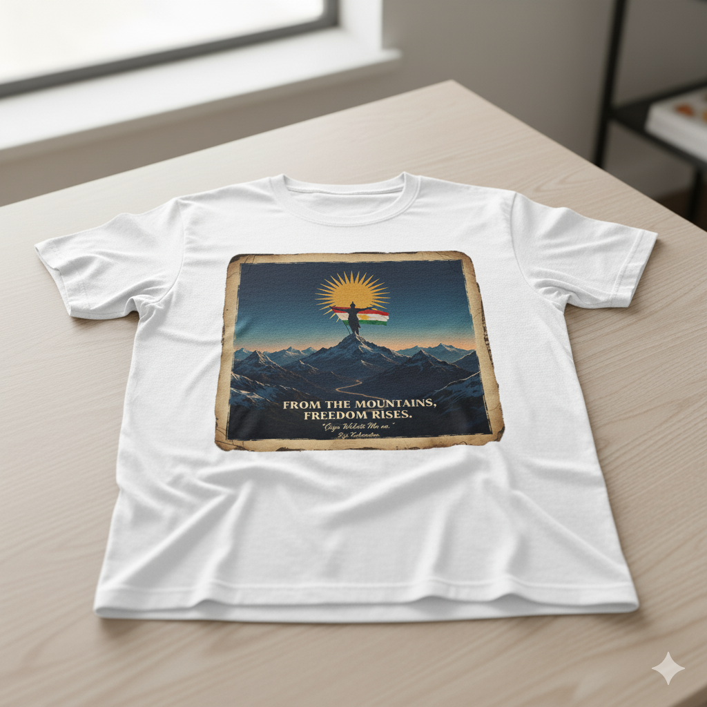 From The Mountains, Freedom Rises - T Shirt Kurdistan Shop