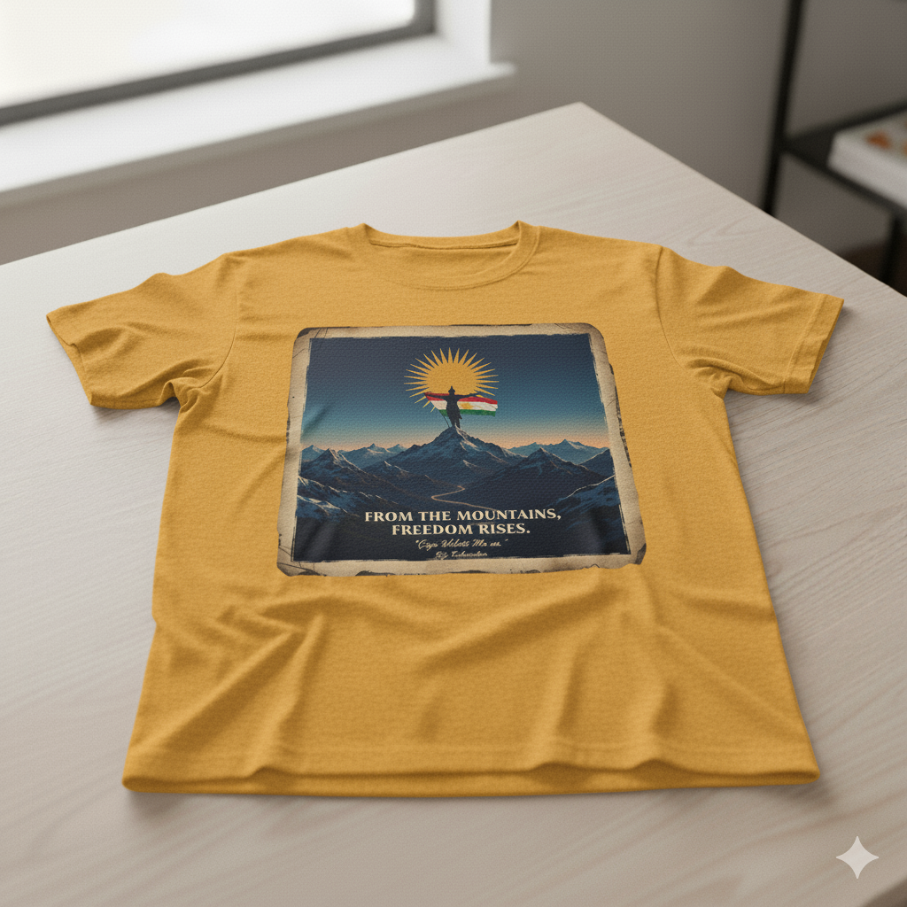 From The Mountains, Freedom Rises - T Shirt Kurdistan Shop